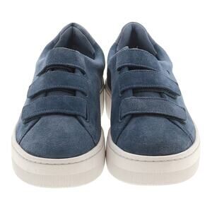 SANDRO Anita blue suede leather 3 strap low top sneakers shoes bleu denim 36 NEW